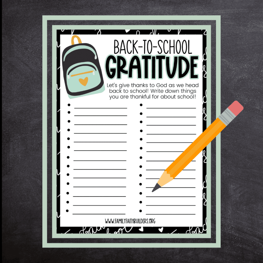 back to school gratitude list